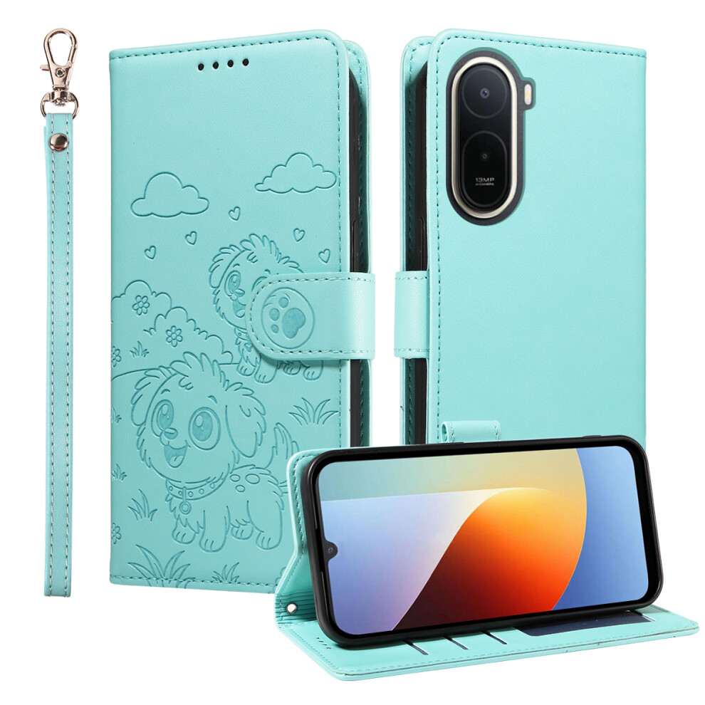 (Green) Phone Cover For Xiaomi Redmi A7 Pro 4G (171.56Mm) Case Rfid Blocking Imprinted Dog Pattern Pu Leathe Green 6914298374320