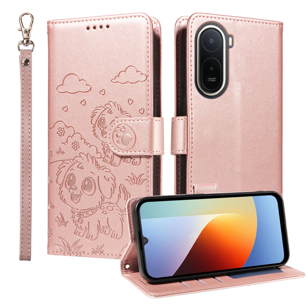 (Pink) Phone Cover For Xiaomi Redmi A7 Pro 4G (171.56Mm) Case Rfid Blocking Imprinted Dog Pattern Pu Leathe Pink 6914298466285