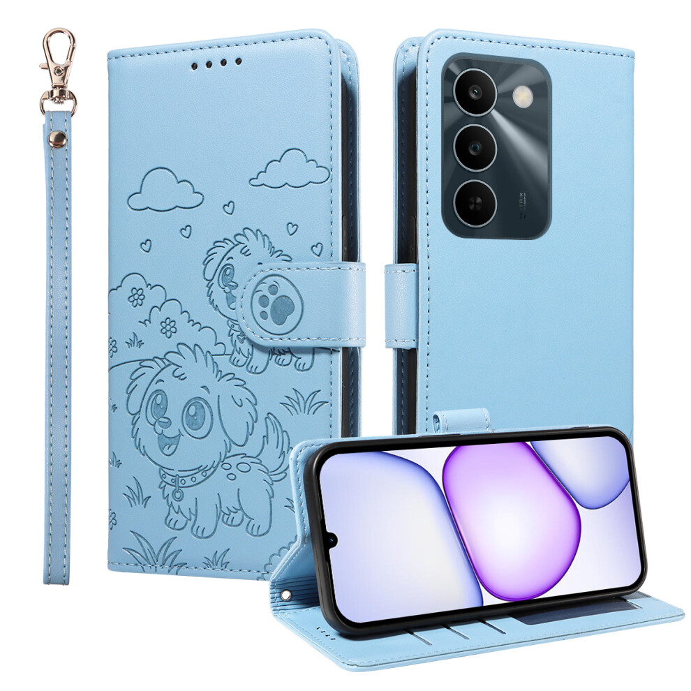(Blue) Phone Cover For Realme C83 5G Case Rfid Blocking Imprinted Dog Pattern Pu Leather Phone Cover With W Blue 6914291128340