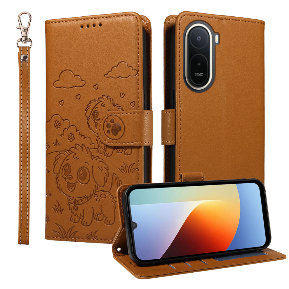(Brown) Phone Cover For Xiaomi Redmi A7 Pro 4G (171.56Mm) Case Rfid Blocking Imprinted Dog Pattern Pu Leathe Brown 6914299334095