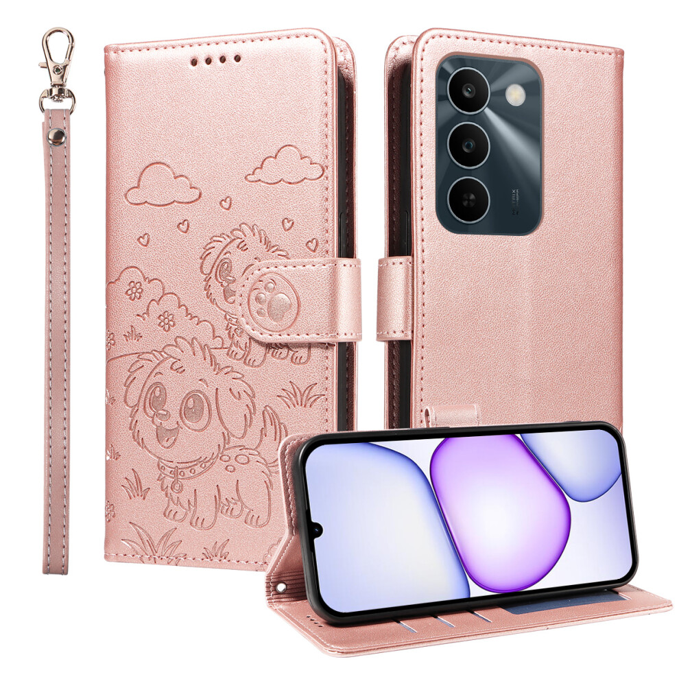 (Pink) Phone Cover For Realme C83 5G Case Rfid Blocking Imprinted Dog Pattern Pu Leather Phone Cover With W Pink 6914299507802