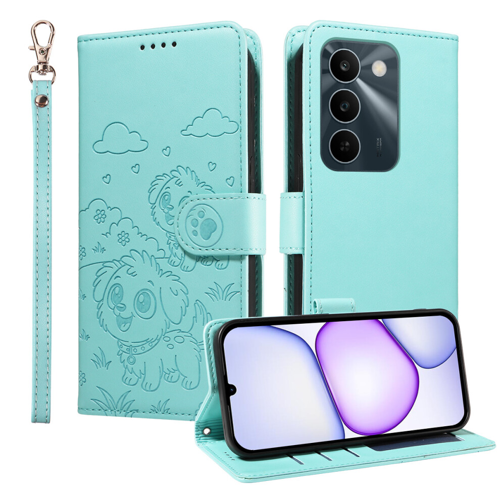 (Green) Phone Cover For Realme C83 5G Case Rfid Blocking Imprinted Dog Pattern Pu Leather Phone Cover With W Green 6914294442061