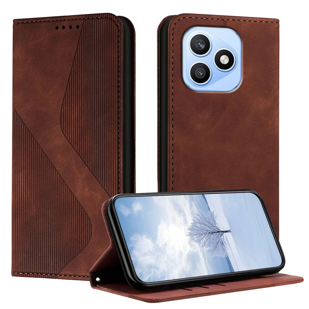 (Brown) Phone Cover For Honor X8d 4G Phone Cover Skin-Touch Feel Leather Wallet Case With Stand Brown 6914296991703