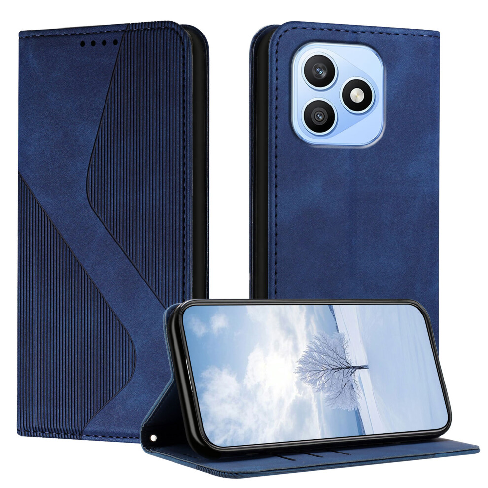 (Blue) Phone Cover For Honor X8d 4G Phone Cover Skin-Touch Feel Leather Wallet Case With Stand Blue 6914291759308