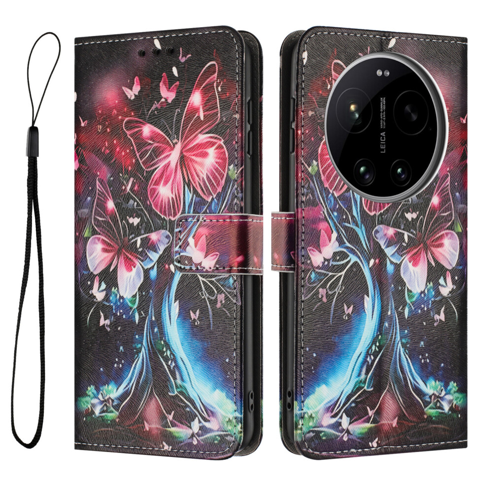 (Butterfly Tree) Phone Cover For Xiaomi 17 Ultra 5G Wallet Case Pattern Printing Pu Leather Phone Cover With Lanyard 6914299551058