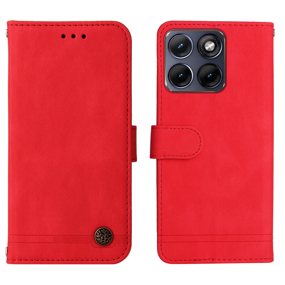 (Red) Phone Cover For Motorola Edge 70 Fusion+ 5G / Edge 70 Fusion 5G Leather Wallet Cases Skin Touch Phon Red 6914292066979