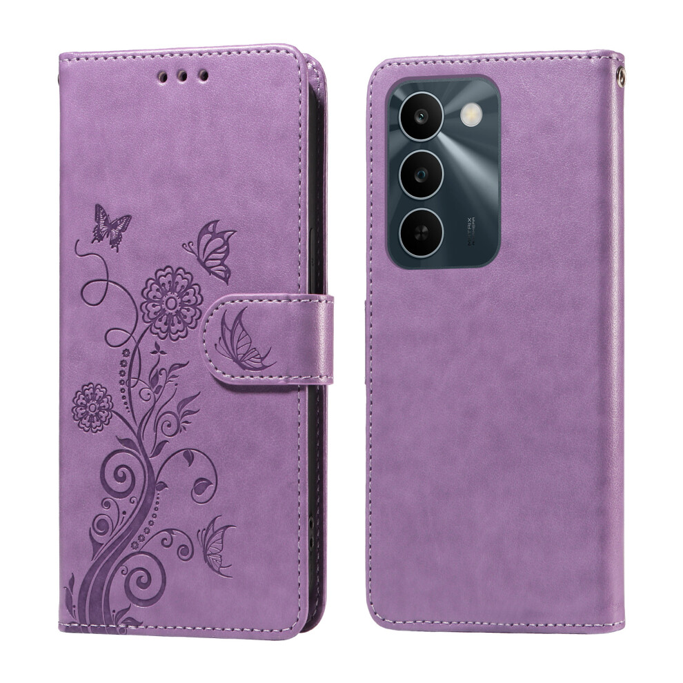 (Purple) Phone Cover For Realme C83 5G Leather Case Butterfly Floral Imprint Wallet Stand Cover Purple 6914294066250