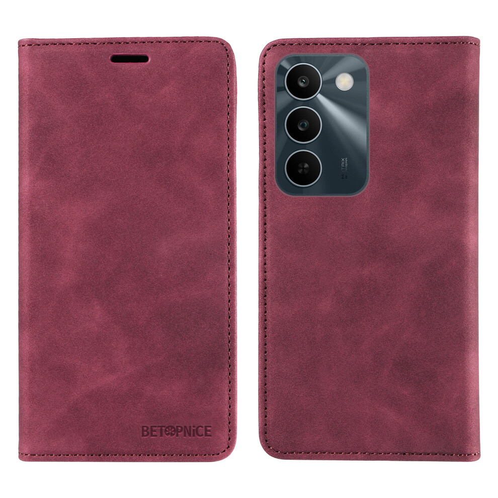 (Red) Phone Cover For Realme C83 5G Case Magnetic Closure Rfid Blocking Wallet Stand Leather Phone Cover Red 6914292274473