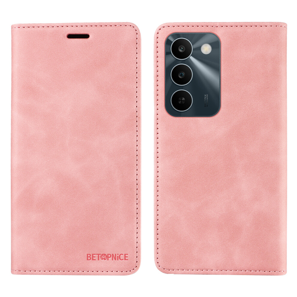(Pink) Phone Cover For Realme C83 5G Case Magnetic Closure Rfid Blocking Wallet Stand Leather Phone Cover Pink 6914297067131