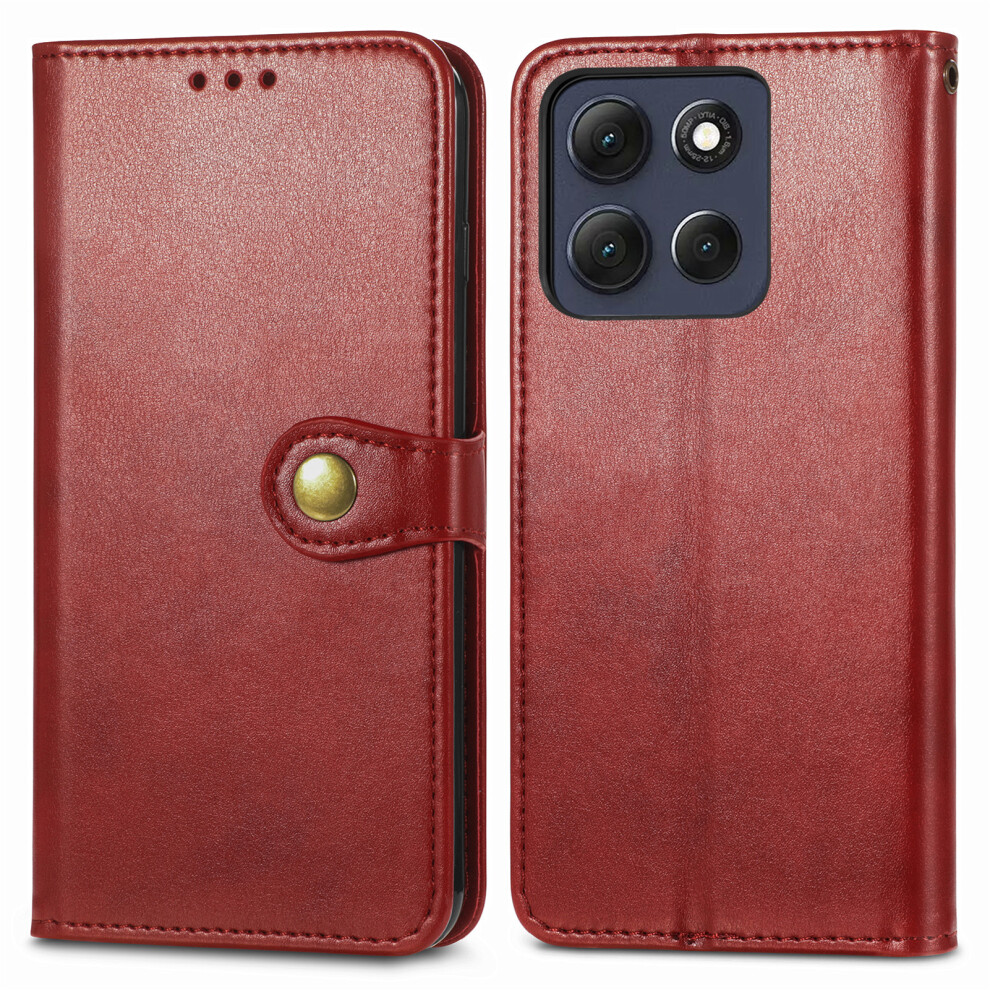 (Red) Phone Cover For Motorola Moto G17 Power 4G / G17 4G / G15 4G / G15 Power 4G Case Leather Phone Case Red 6914290563821