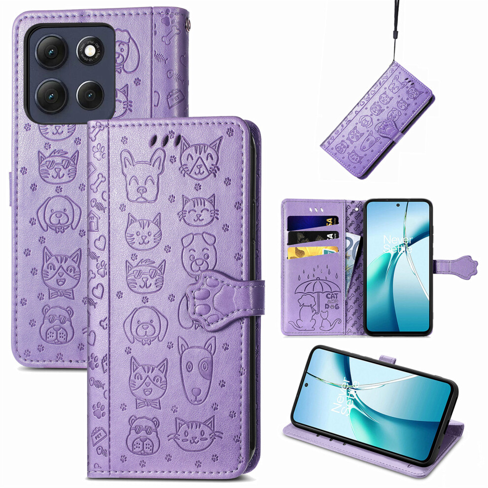 (Purple) Phone Cover For Motorola Moto G17 Power 4G / G17 4G / G15 4G / G15 Power 4G Leather Wallet Case Flip Purple 6914298491867