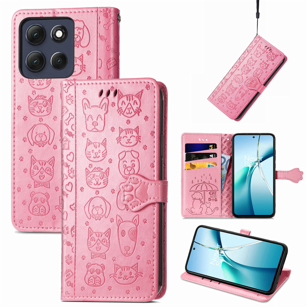 (Pink) Phone Cover For Motorola Moto G17 Power 4G / G17 4G / G15 4G / G15 Power 4G Leather Wallet Case Flip Pink 6914296209983