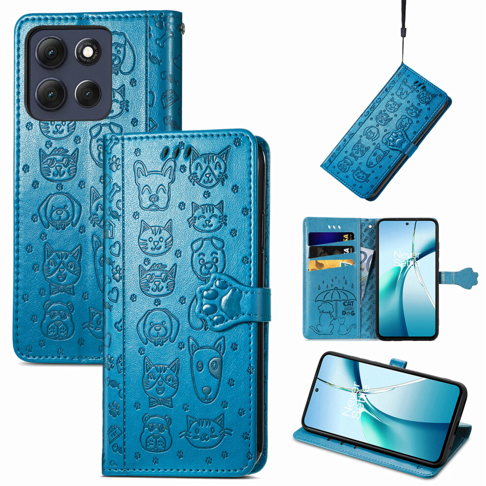 (Blue) Phone Cover For Motorola Moto G17 Power 4G / G17 4G / G15 4G / G15 Power 4G Leather Wallet Case Flip Blue 6914296398618