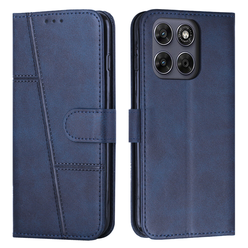 (Blue) Phone Cover For Motorola Moto G77 5G / Motorola Moto G67 5G Leather Phone Case Foldable Stand Walle Blue 6914295758659