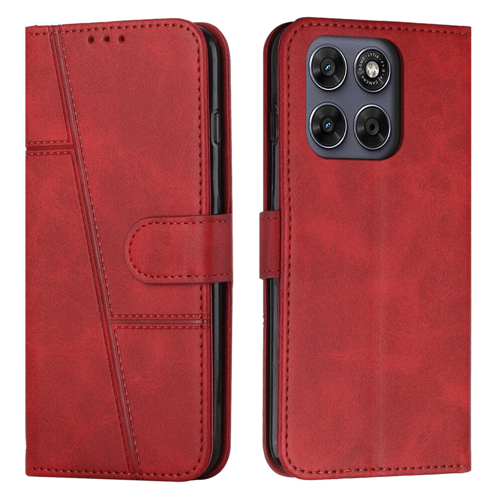 (Red) Phone Cover For Motorola Moto G77 5G / Motorola Moto G67 5G Leather Phone Case Foldable Stand Walle Red 6914295304917