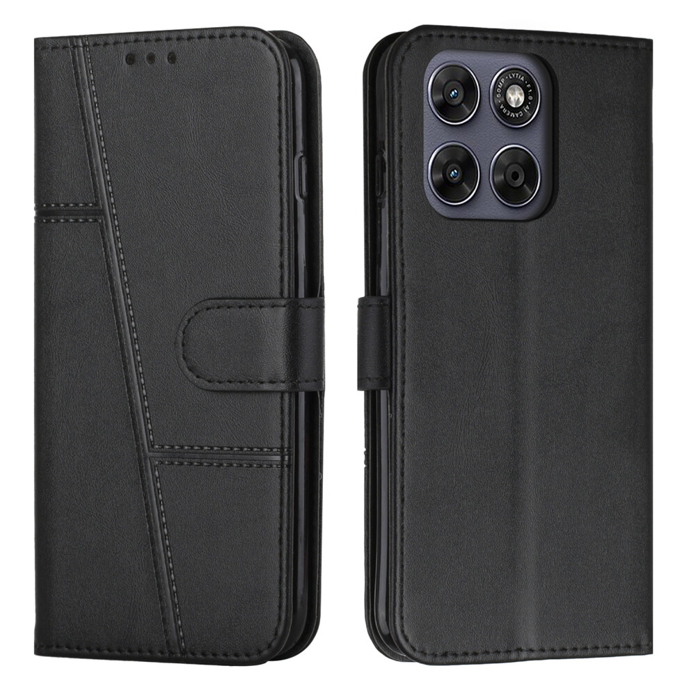 (Black) Phone Cover For Motorola Moto G77 5G / Motorola Moto G67 5G Leather Phone Case Foldable Stand Walle Black 6914294798885