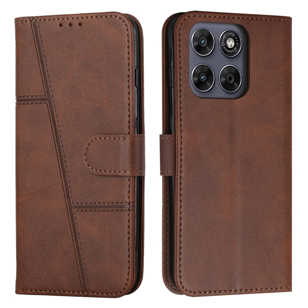 (Brown) Phone Cover For Motorola Moto G77 5G / Motorola Moto G67 5G Leather Phone Case Foldable Stand Walle Brown 6914291716868