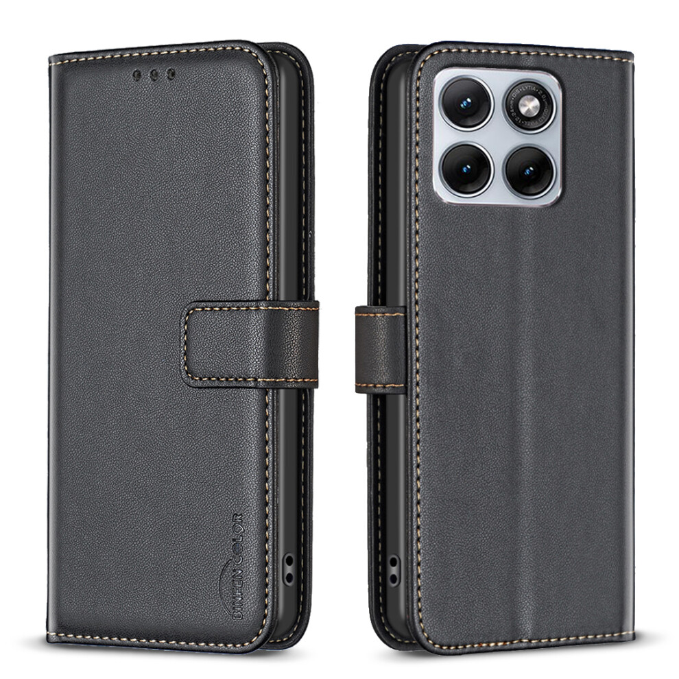 (Black) Phone Cover For Motorola Edge 70 Fusion+ 5G / Edge 70 Fusion 5G Bf17 Phone Case Wallet Folio Flip Le Black 6914290708482