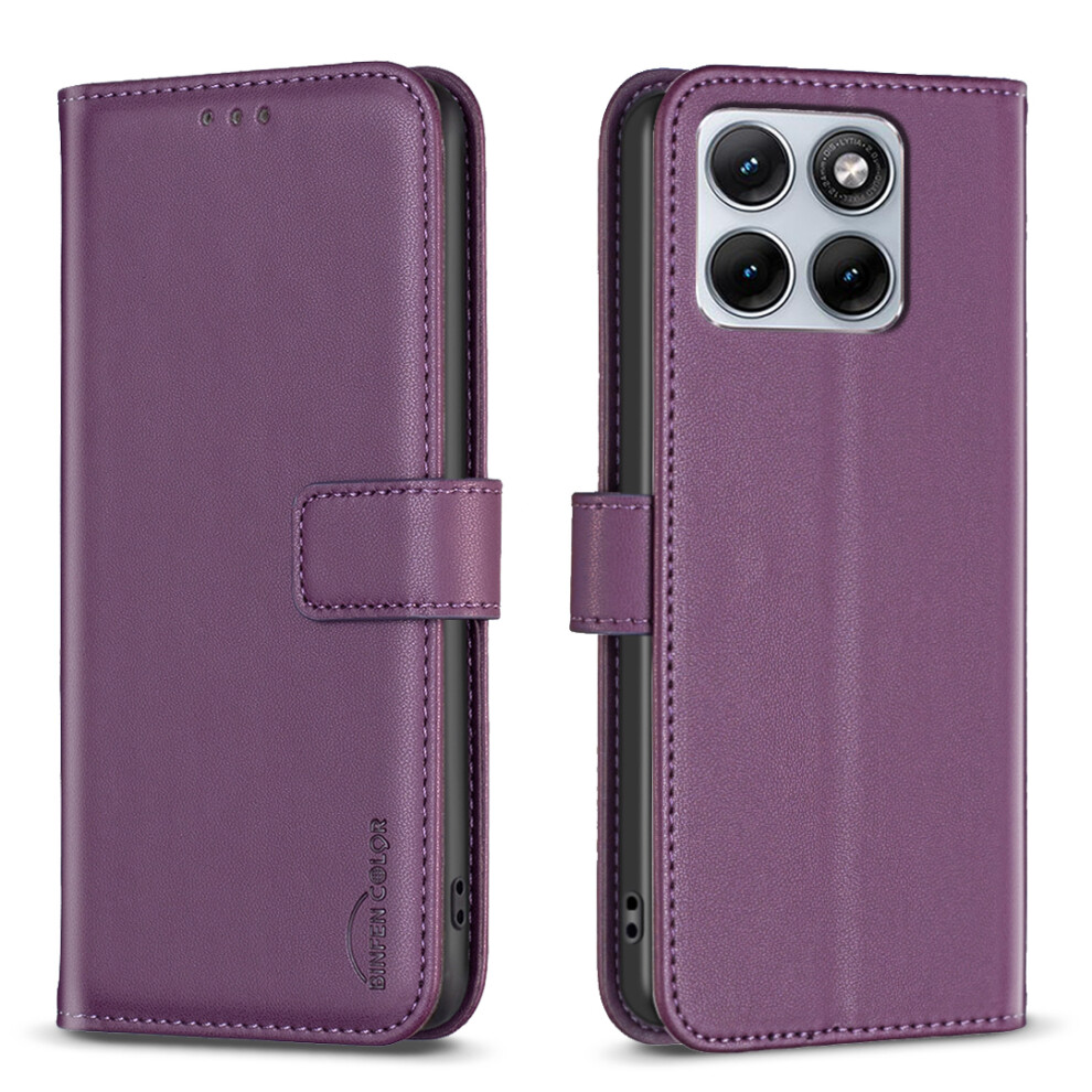 (Dark ) Phone Cover For Motorola Edge 70 Fusion+ 5G / Edge 70 Fusion 5G Bf17 Phone Case Wallet Folio Flip Le Purple 6914294366824