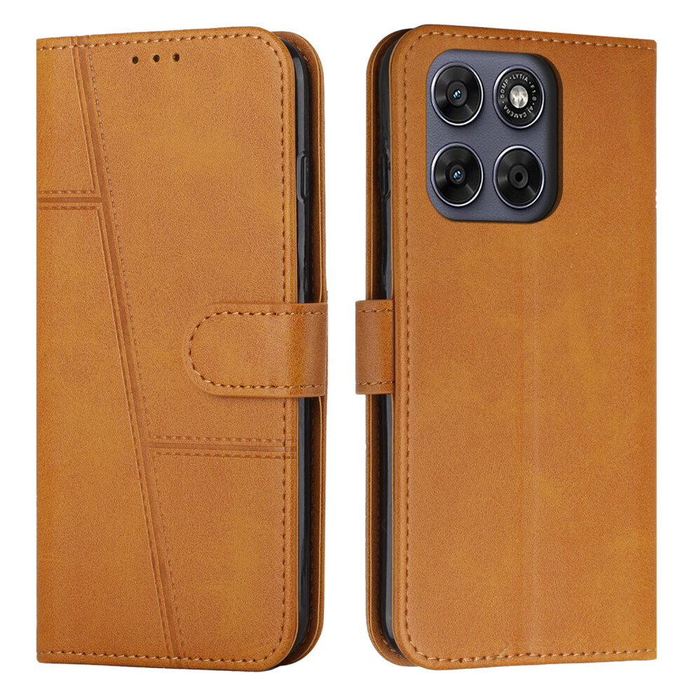 (Yellow) Phone Cover For Motorola Moto G77 5G / Motorola Moto G67 5G Leather Phone Case Foldable Stand Walle Yellow 6914299771456