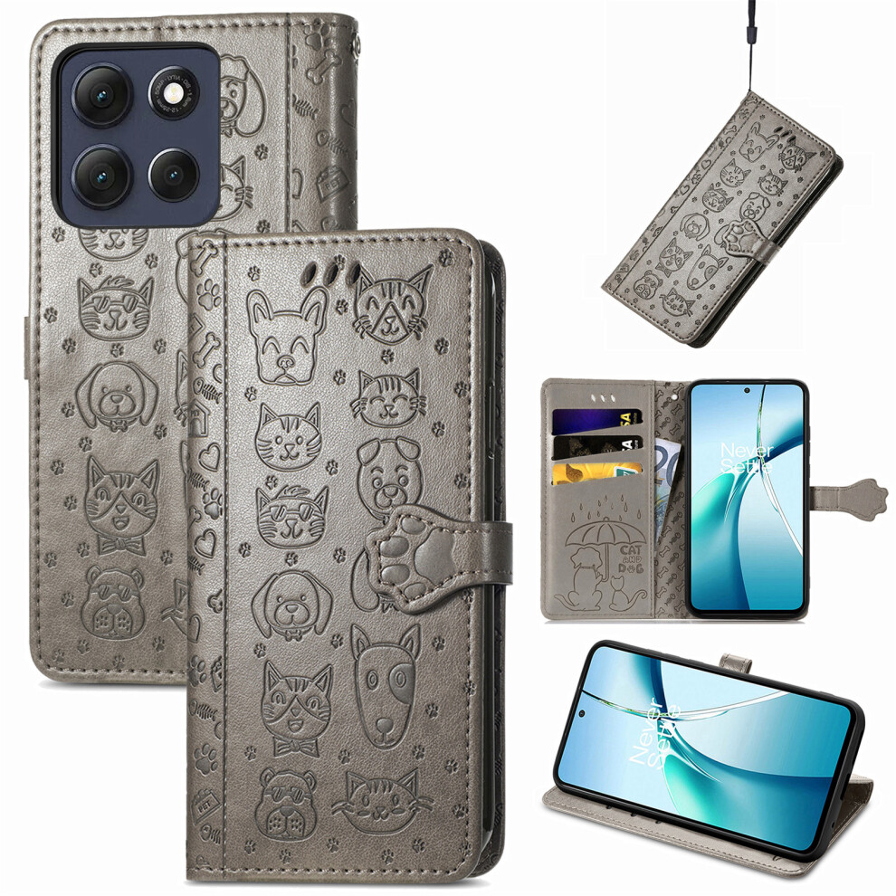 (Grey) Phone Cover For Motorola Edge 70 Fusion+ 5G / Edge 70 Fusion 5G Leather Wallet Case Flip Phone Cover Grey 6914299590293