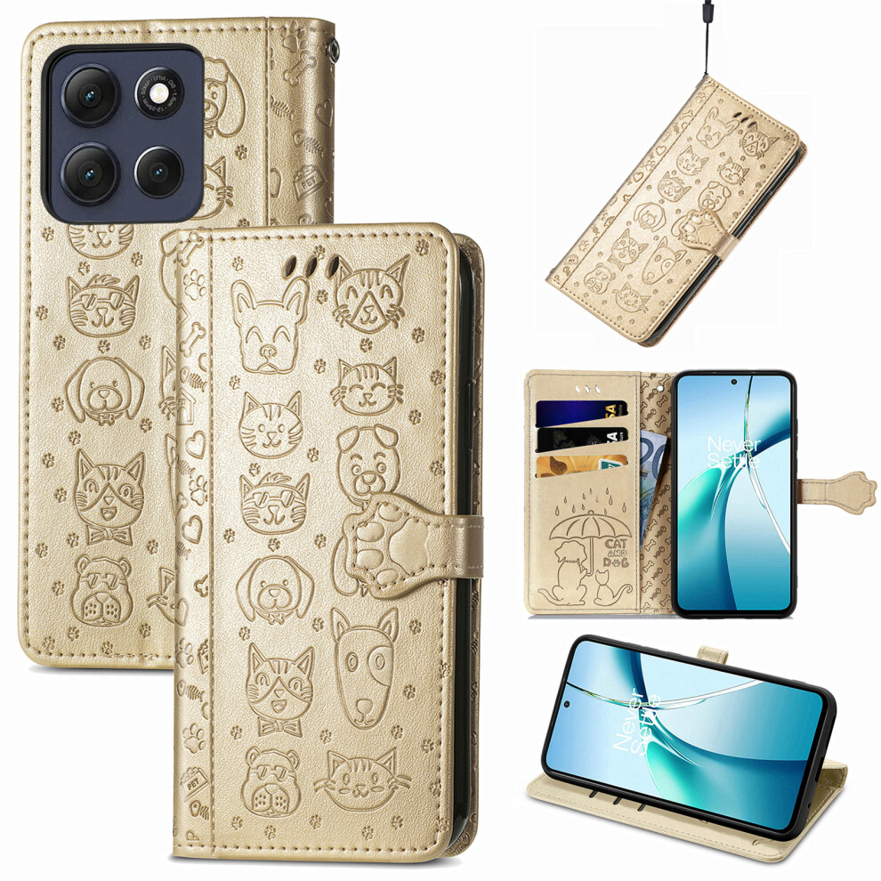 (Gold) Phone Cover For Motorola Edge 70 Fusion+ 5G / Edge 70 Fusion 5G Leather Wallet Case Flip Phone Cover Gold 6914298480373