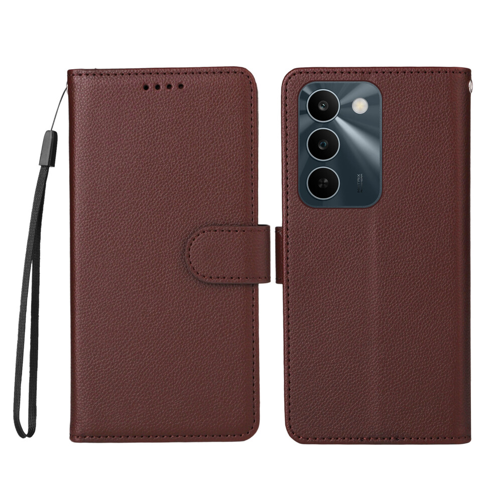 (Brown) Phone Cover For Realme C83 5G Case Rfid Blocking 3 Card Slots Pu Leather Phone Cover With Wrist Stra Brown 6914291040888