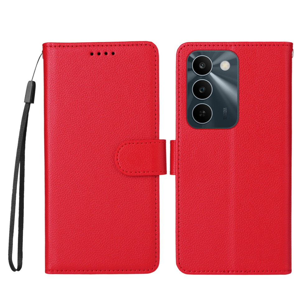 (Red) Phone Cover For Realme C83 5G Case Rfid Blocking 3 Card Slots Pu Leather Phone Cover With Wrist Stra Red 6914296224580