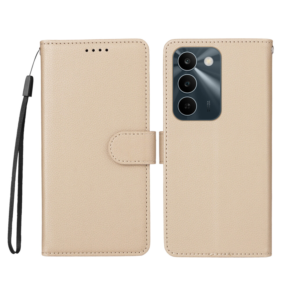 (Creamy ) Phone Cover For Realme C83 5G Case Rfid Blocking 3 Card Slots Pu Leather Phone Cover With Wrist Stra White 6914290986514