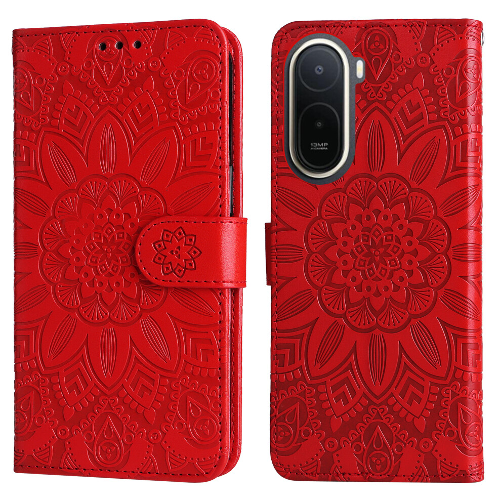 (Red) Phone Cover For Xiaomi Mi A7 Pro 4G (171.56Mm) Case Sunflower Imprint Leather Wallet Phone Cover Red 6914290137091