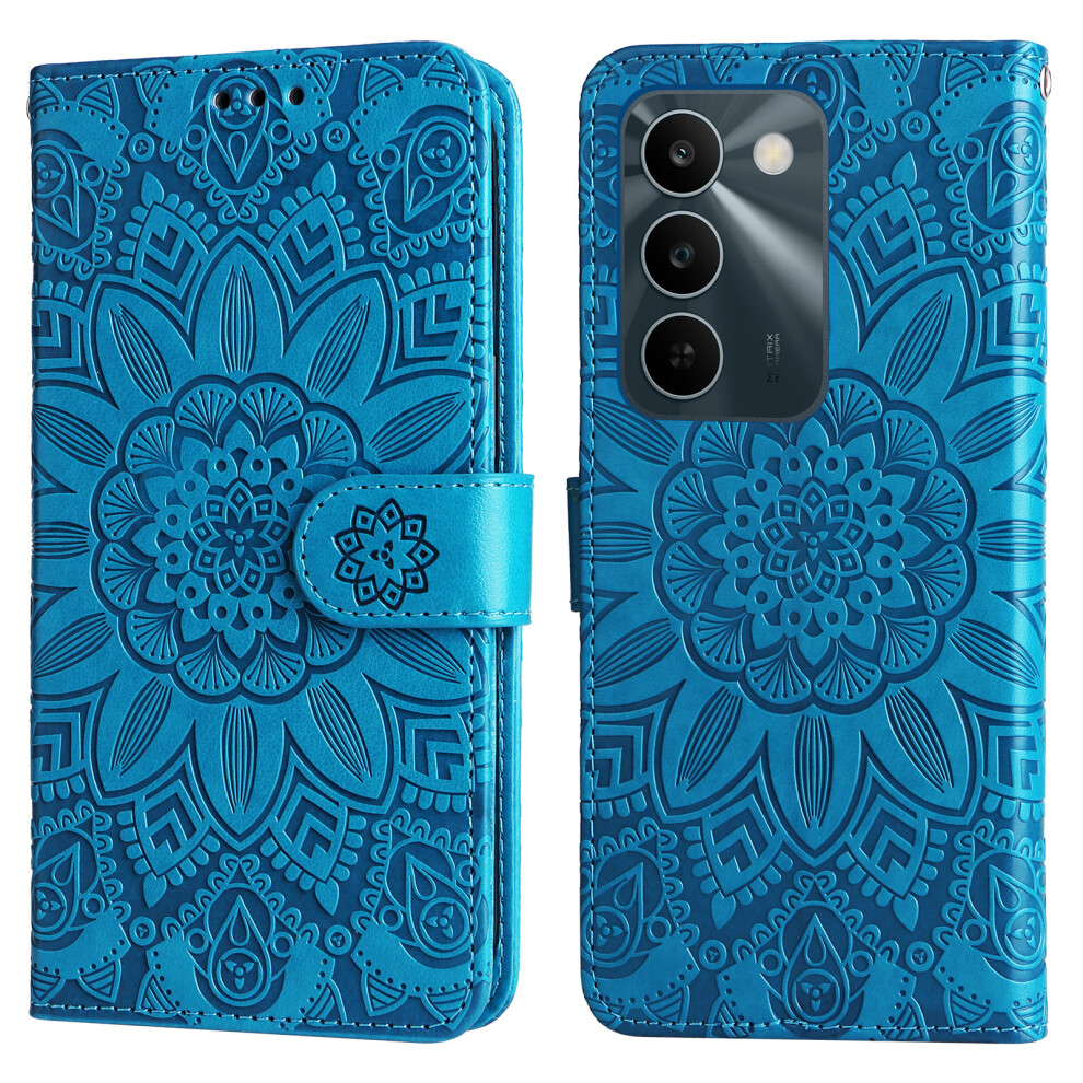 (Blue) Phone Cover For Realme C83 5G Case Sunflower Imprint Leather Wallet Phone Cover Blue 6914298619964