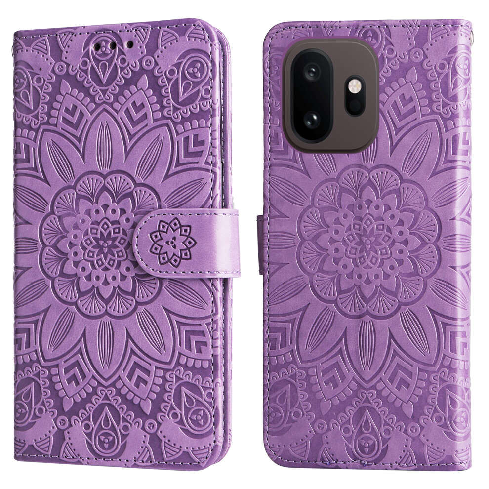 (Purple) Phone Cover For Oneplus 15T 5G Case Sunflower Imprint Leather Wallet Phone Cover Purple 6914291612733