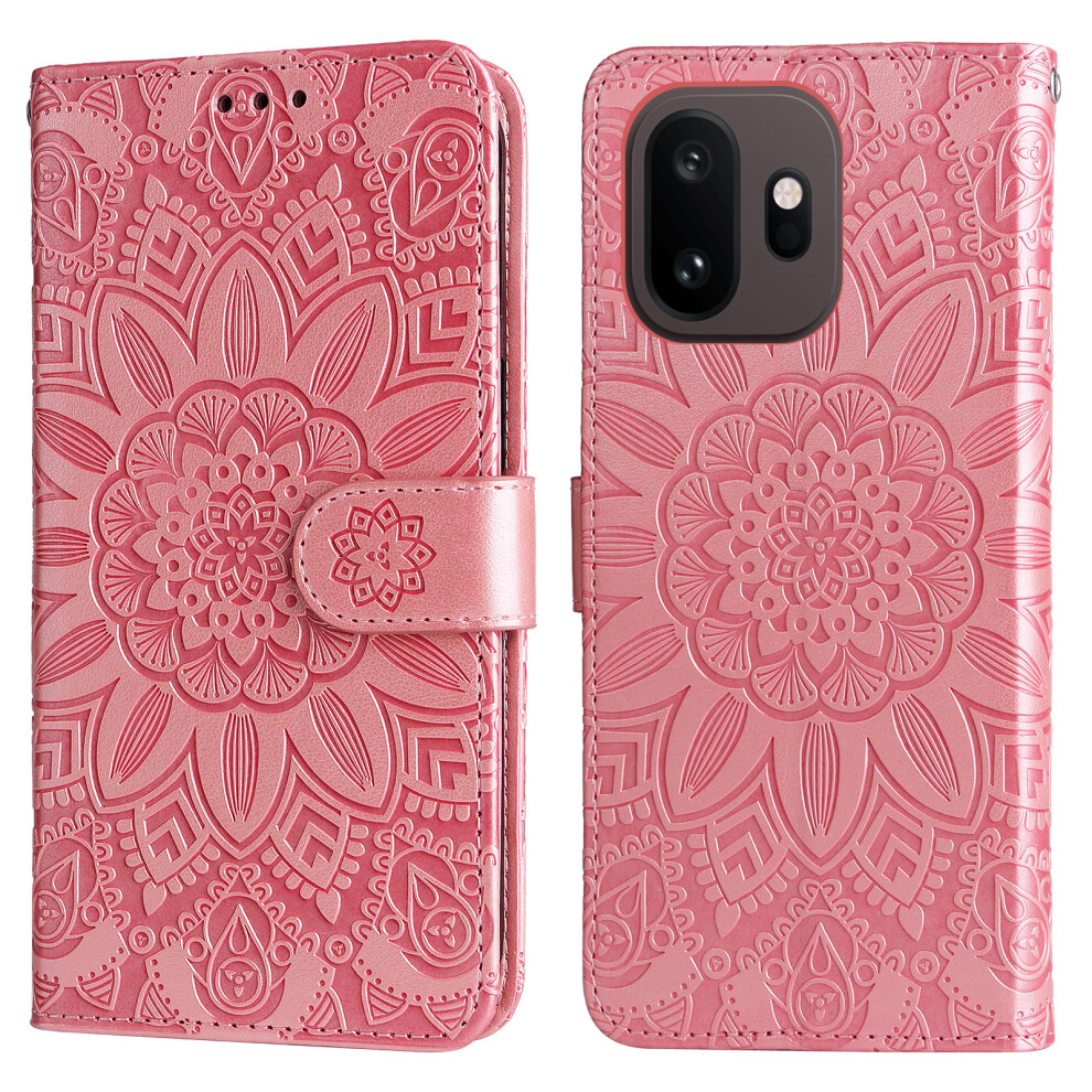 (Pink) Phone Cover For Oneplus 15T 5G Case Sunflower Imprint Leather Wallet Phone Cover Pink 6914296764536