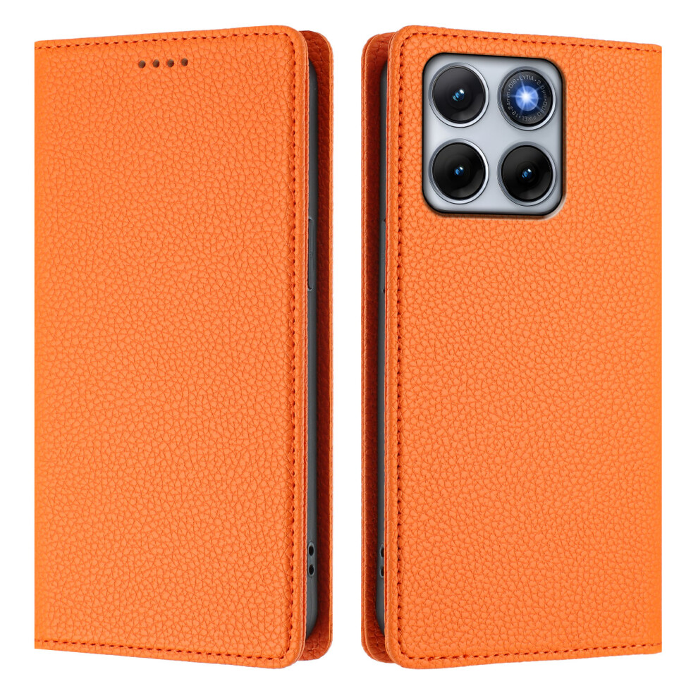 (Orange) Phone Cover For Motorola Edge 70 Fusion+ 5G / Edge 70 Fusion 5G Wallet Case Rfid Blocking Litchi Tex Orange 6914292524448