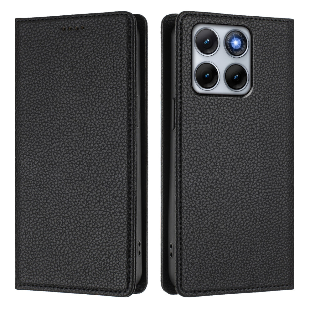 (Black) Phone Cover For Motorola Edge 70 Fusion+ 5G / Edge 70 Fusion 5G Wallet Case Rfid Blocking Litchi Tex Black 6914298176832