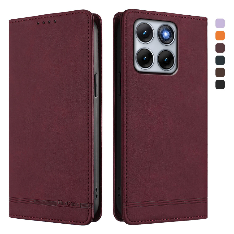 (Wine ) Phone Cover For Motorola Edge 70 Fusion+ 5G / Edge 70 Fusion 5G Case Rinacasis Rc23 Rfid Blocking Wa Red 6914297009995