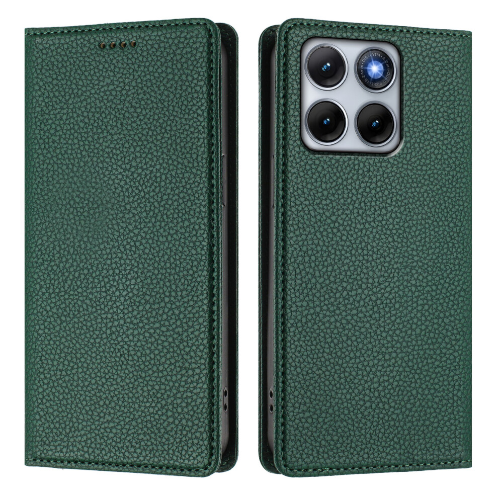 (Dark ) Phone Cover For Motorola Edge 70 Fusion+ 5G / Edge 70 Fusion 5G Wallet Case Rfid Blocking Litchi Tex Green 6914293429223