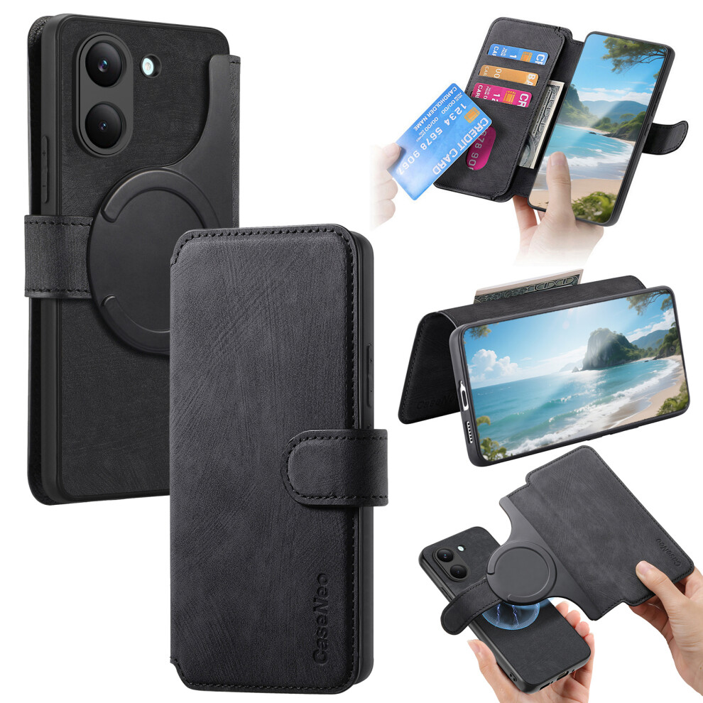 (Black) Phone Cover For Xiaomi Redmi Turbo 5 5G / Xiaomi Poco X8 Pro 5G Case Mw-02 Detachable Magnetic Leath Black 6914296369397