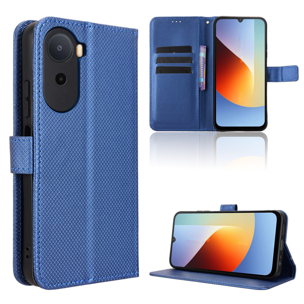 (Blue) Phone Cover For Xiaomi Redmi A7 Pro 4G (171.56Mm) Leather Wallet Case With Strap Diamond Texture Pho Blue 6914299748465