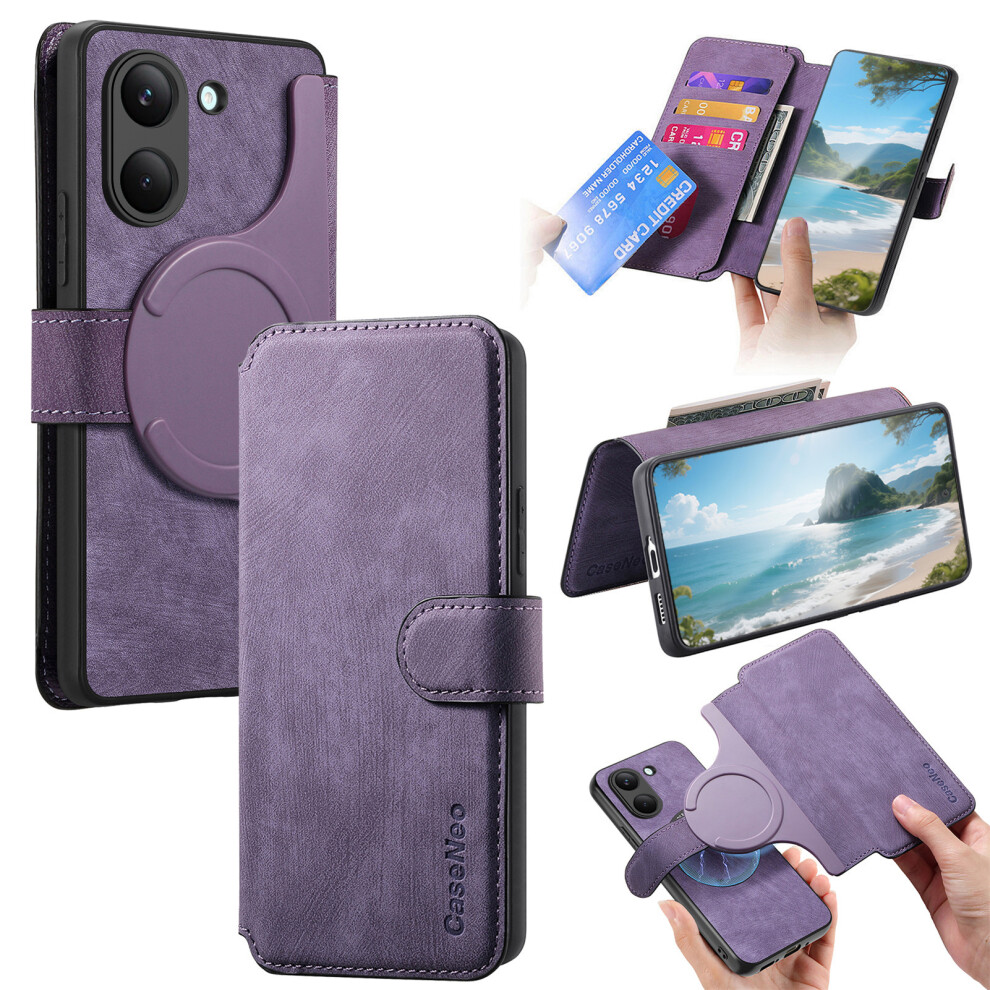 (Purple) Phone Cover For Xiaomi Redmi Turbo 5 5G / Xiaomi Poco X8 Pro 5G Case Mw-02 Detachable Magnetic Leath Purple 6914294020047