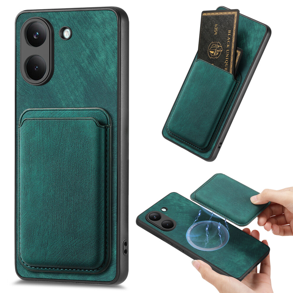(Green) Phone Cover For Xiaomi Redmi Turbo 5 5G / Xiaomi Poco X8 Pro 5G Case Compatible With Magsafe Leather Green 6914295240758