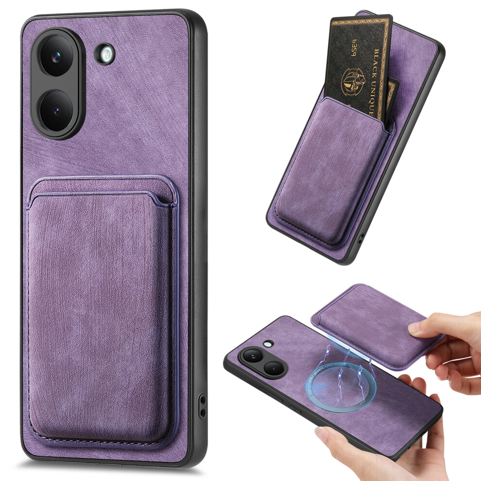 (Purple) Phone Cover For Xiaomi Redmi Turbo 5 5G / Xiaomi Poco X8 Pro 5G Case Compatible With Magsafe Leather Purple 6914296472349