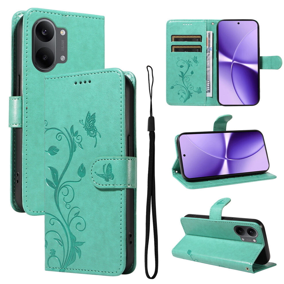 (Green) Phone Cover For Xiaomi Poco X8 Pro Max 5G / Xiaomi Redmi Turbo 5 Max 5G Pu Leather Cases Flower Patt Green 6914291834838