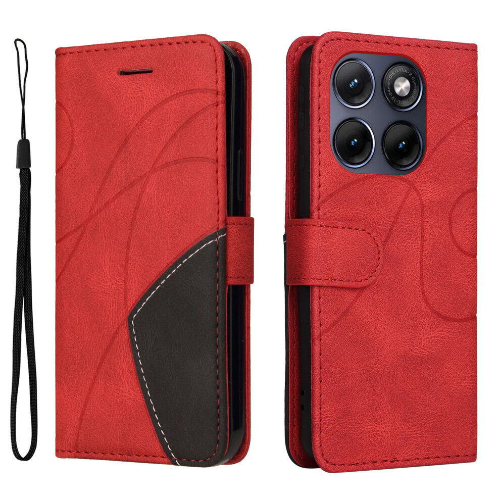 (Red) Phone Cover For Motorola Edge 70 Fusion+ 5G / Edge 70 Fusion 5G Leather Phone Case Stand Wallet With Red 6914296996517