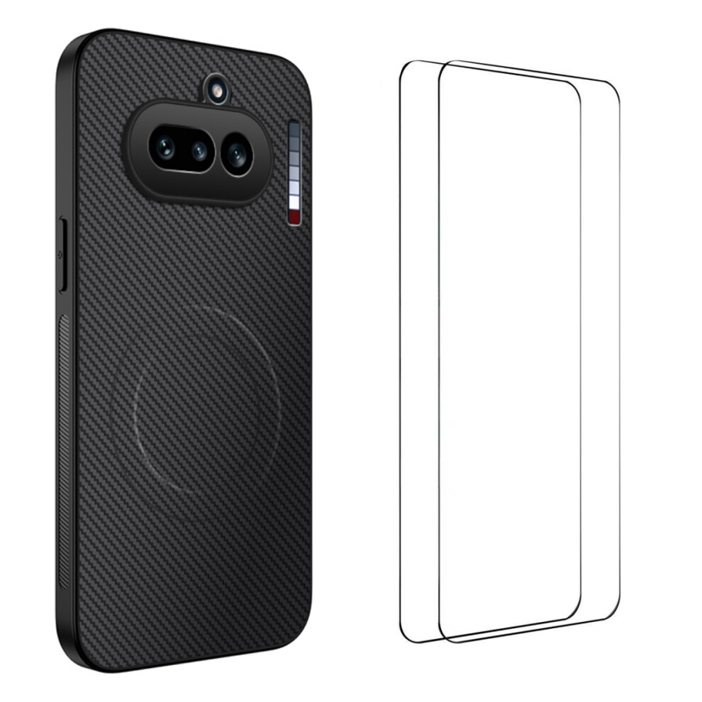 (Black) Phone Cover For Nothing Phone (4A) Tq1 Series Magnetic Case Carbon Fiber Texture Pc Tpu Phone Cover Black 6914290480104
