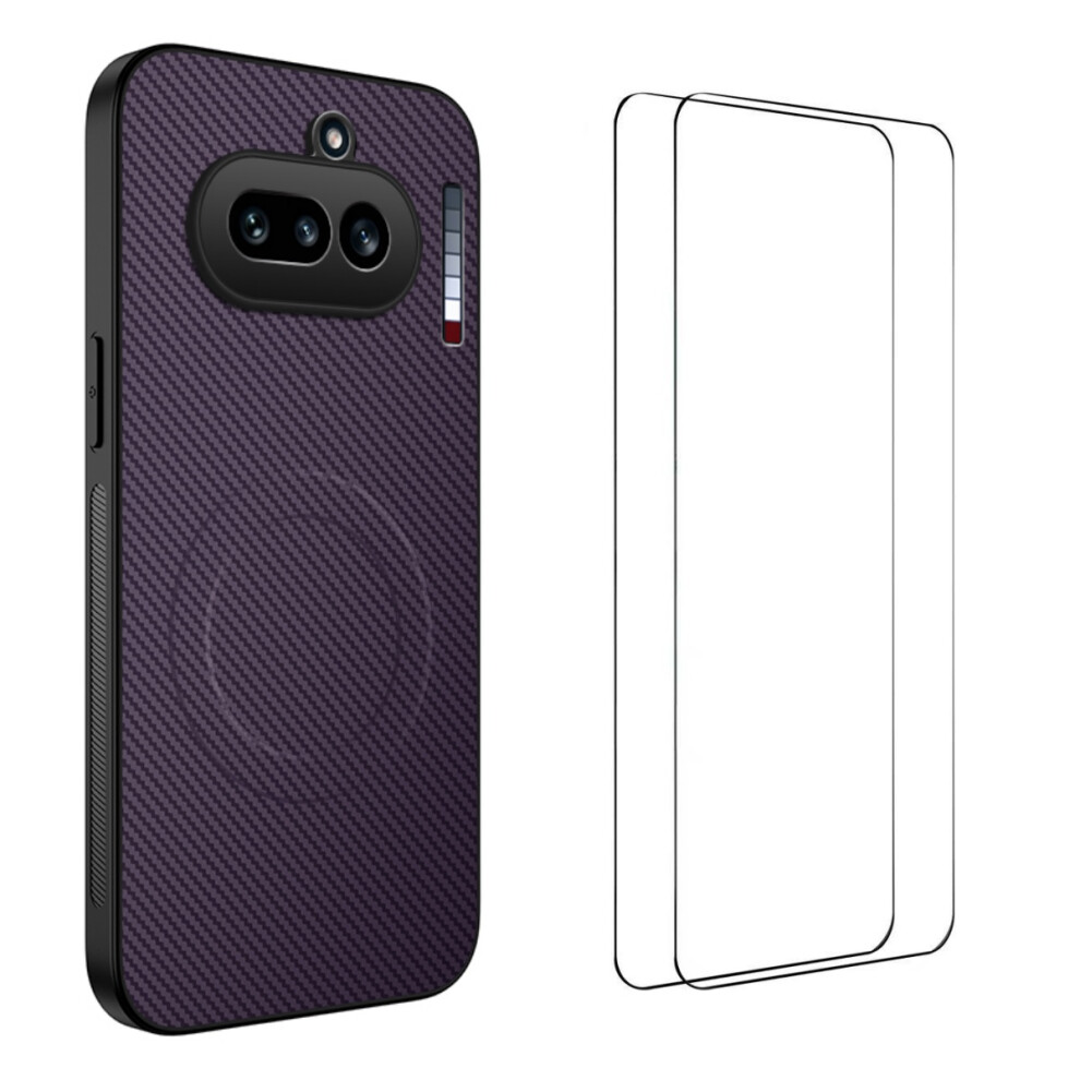 (Purple) Phone Cover For Nothing Phone (4A) Tq1 Series Magnetic Case Carbon Fiber Texture Pc Tpu Phone Cover Purple 6914299247746