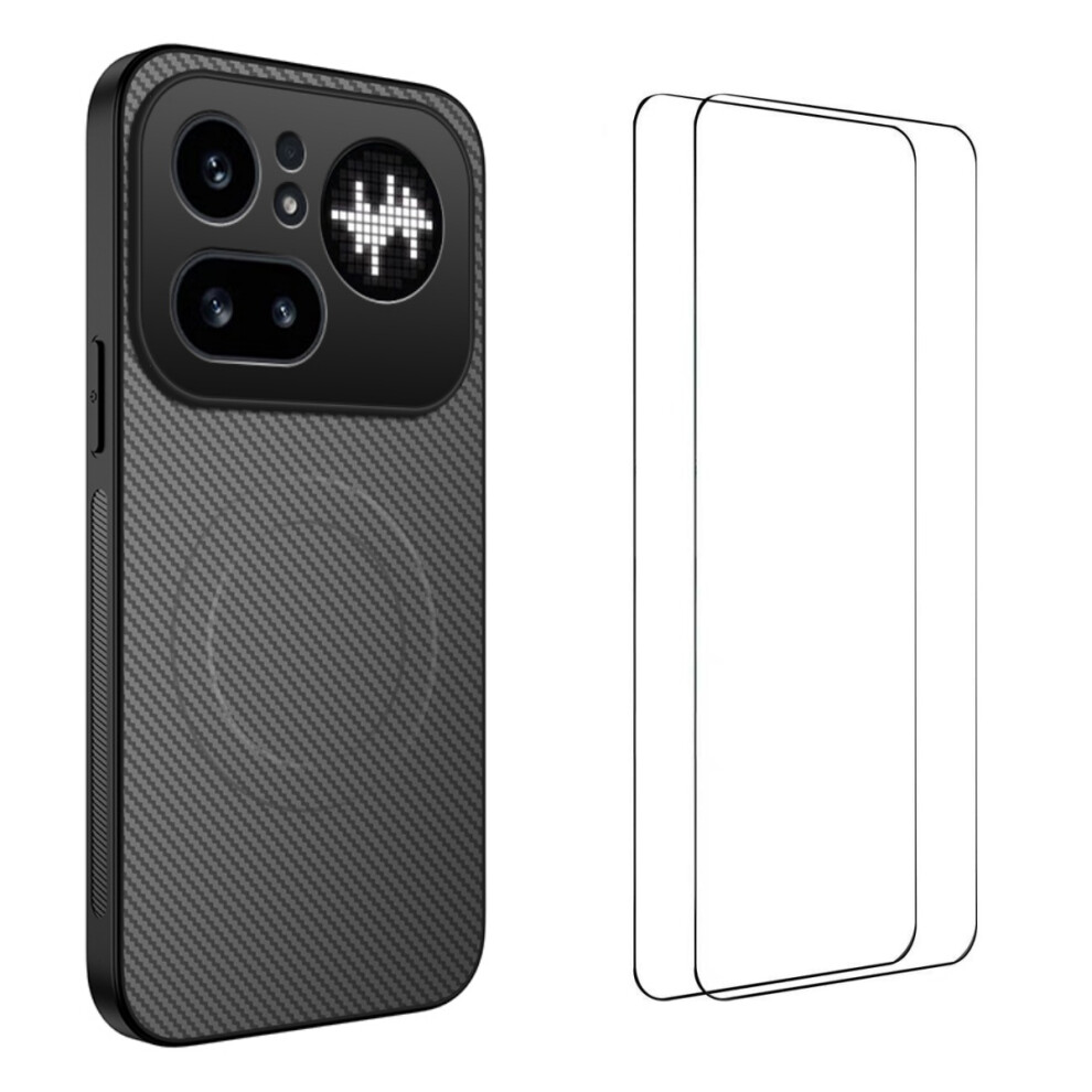 (Grey) Phone Cover For Nothing Phone (4A) Pro Tq1 Series Magnetic Case Carbon Fiber Texture Pc Tpu Phone Co Grey 6914294537477