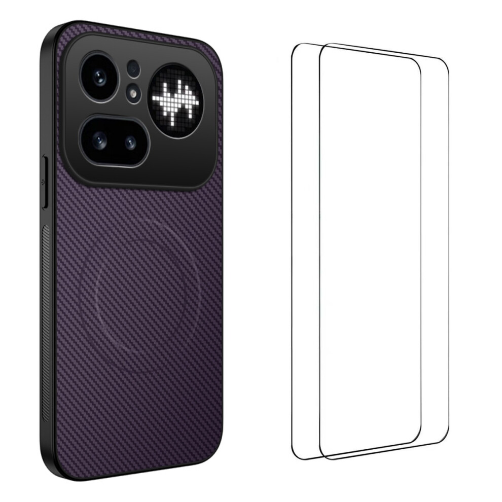 (Purple) Phone Cover For Nothing Phone (4A) Pro Tq1 Series Magnetic Case Carbon Fiber Texture Pc Tpu Phone Co Purple 6914297486888