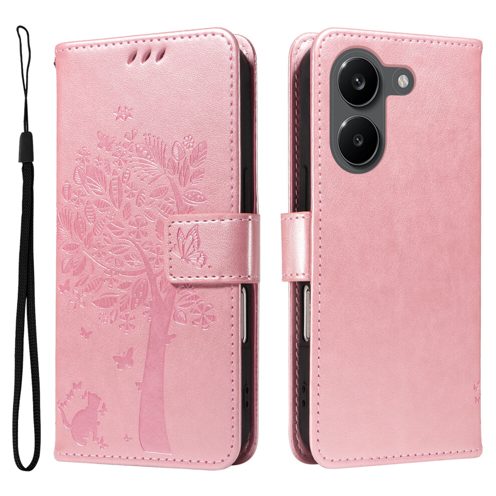 (Rose ) Phone Cover For Xiaomi Poco X8 Pro 5G / Xiaomi Redmi Turbo 5 5G Phone Case With Stand Cat Tree Patte Gold 6914298694237