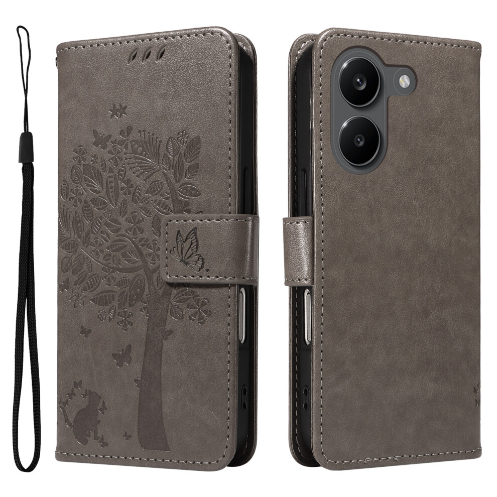 (Grey) Phone Cover For Xiaomi Poco X8 Pro 5G / Xiaomi Redmi Turbo 5 5G Phone Case With Stand Cat Tree Patte Grey 6914291487423